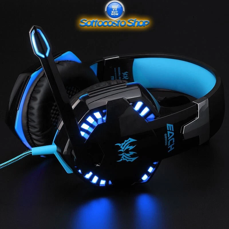 GAMING HEADSET CUFFIE DA GIOCO CON MICROFONO KOTION EACH G2000 WHITE BIANCO LED - Immagine 3 di 3