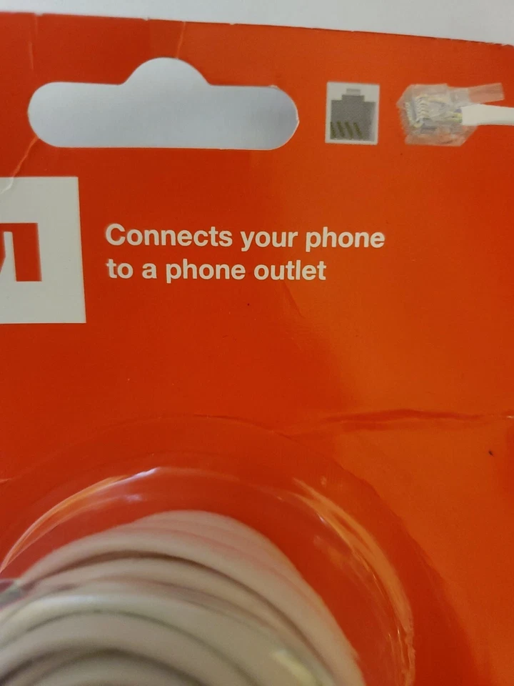 Landline Phone Cord ONLY 25 Feet Long Flat Phone Cable White RCA  - Image 3 of 4