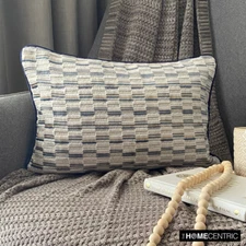 Decorative Blue Lumbar Pillow Cover Modern Velvet - Brick Vista