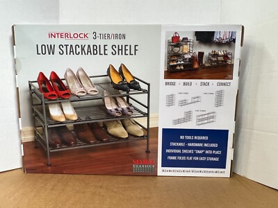 Seville Classics 3-Tier Resin Slatted Metal Frame Shoe Rack