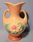 Vintage Hull Art Pottery WATER LILY Double Handle Vase  #L-2