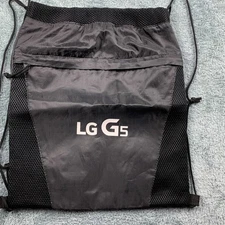 LG G5 Drawstring Backpack Bag Lightweight Nylon Black EUC S3