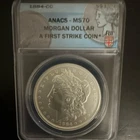 1884-CC Morgan Silver Dollar $1 ANACS MS70 First Strike Business Strike