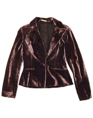 Sonia Fortuna Womens 1 Button Velvet Blazer Jacket IT 42 Medium Purple CW01