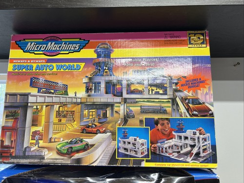 Rare!! Micro Machines Super Auto World Hiways & Byways Kids Playset Open Box T1