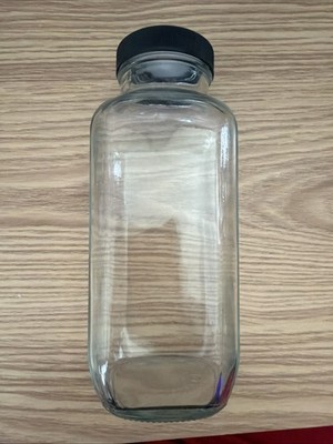 Qorpak Wide Mouth Clear Thick Glass French Square Bottle Jar 8 oz 240ml