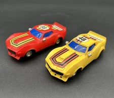 Corvette Stingray RC-34 Slot Cars - Red & Yellow - Set Of 2 - Tested