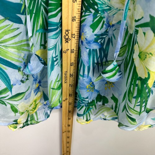 Tommy Bahama Top XXS Azul Floral Seda Algodón Boho Resort Campesino Playa Costal - Imagen 4 de 6