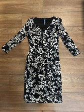 Chaps Black & White Prink Dress Size S/P 3/4 length sleeve  