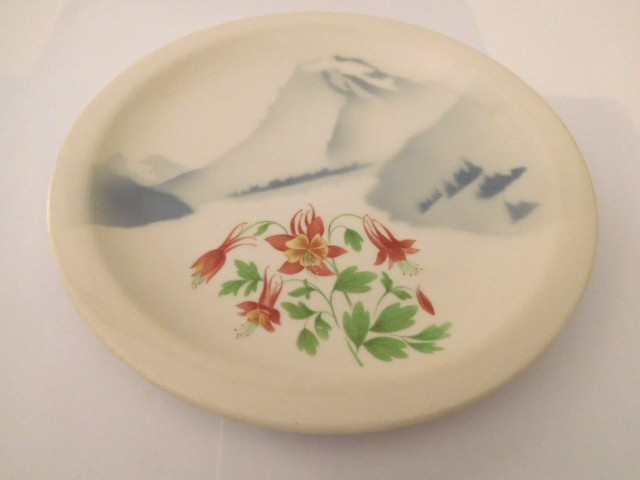 RAILROAD-GREAT NORTHERN DINNER PLATE MOUNTAIN & FLOWERS BACKSTAMPED