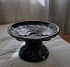 Hull Pottery Blue Drip Glaze Pedestal Dish