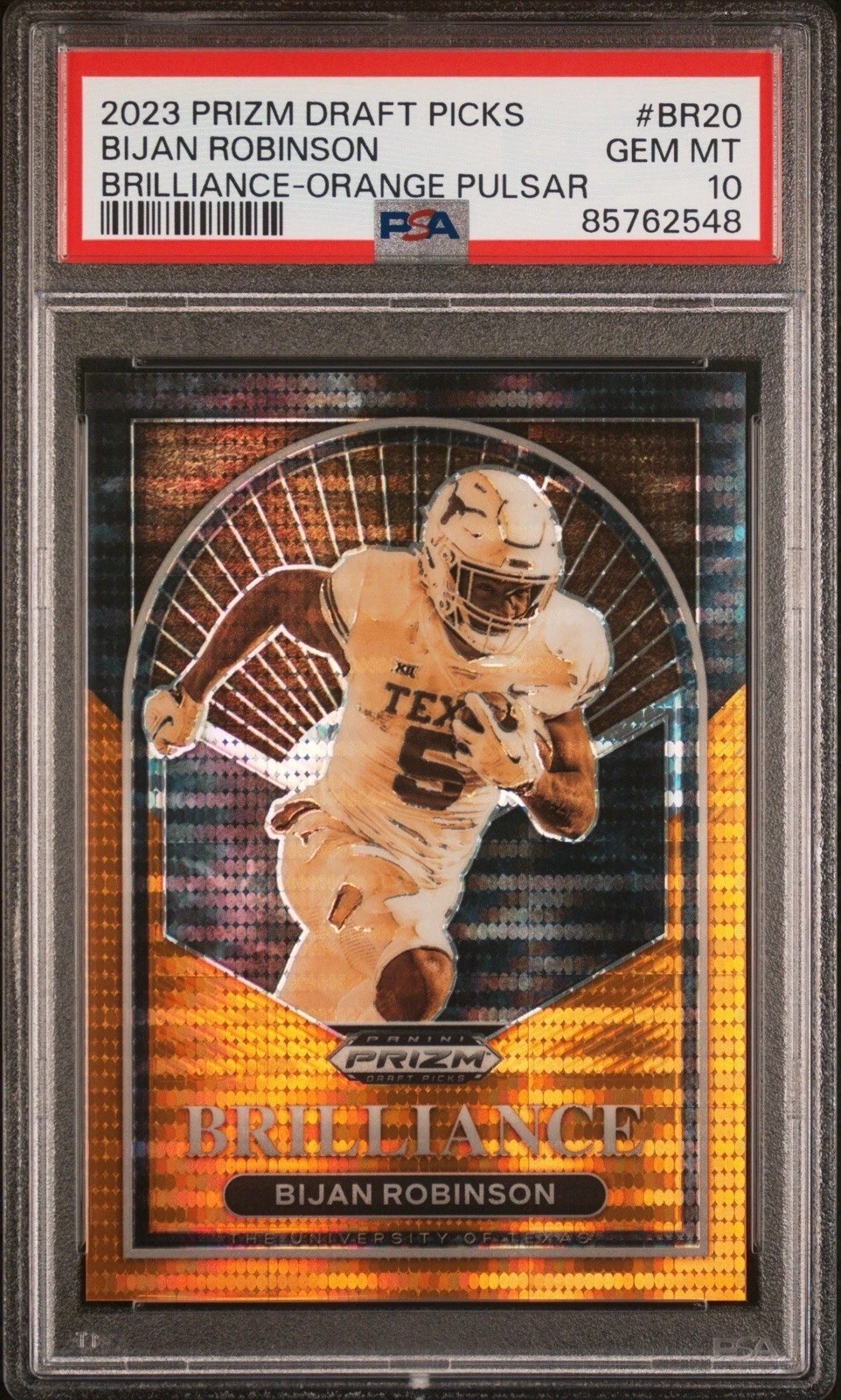 Bijan Robinson Panini Prizm Draft Picks Brilliance #BR20 Orange Pulsar