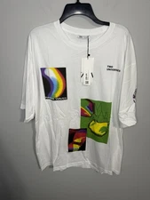 NWT Zara Mens XL Two Universes Shirt White Waves Among the Stars