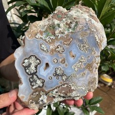 1.9LB Natural green moss agate quartz slab geode crystal aura healing energy