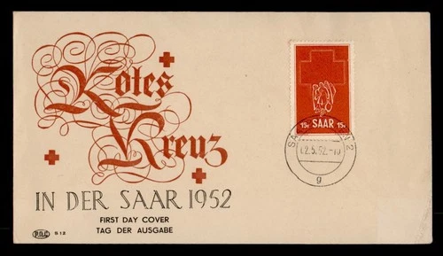 DR WHO 1952 GERMANY SAAR FDC RED CROSS ANIV PAC CACHET M78144