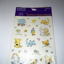 VTG Heartline Hallmark Happy Cute Cartoon Animals Critters Stickers 4 Sheets