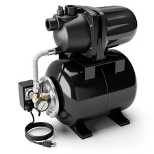 1.6 HP Shallow Well Pump Automatic Water Booster System with Pressure Tank Black