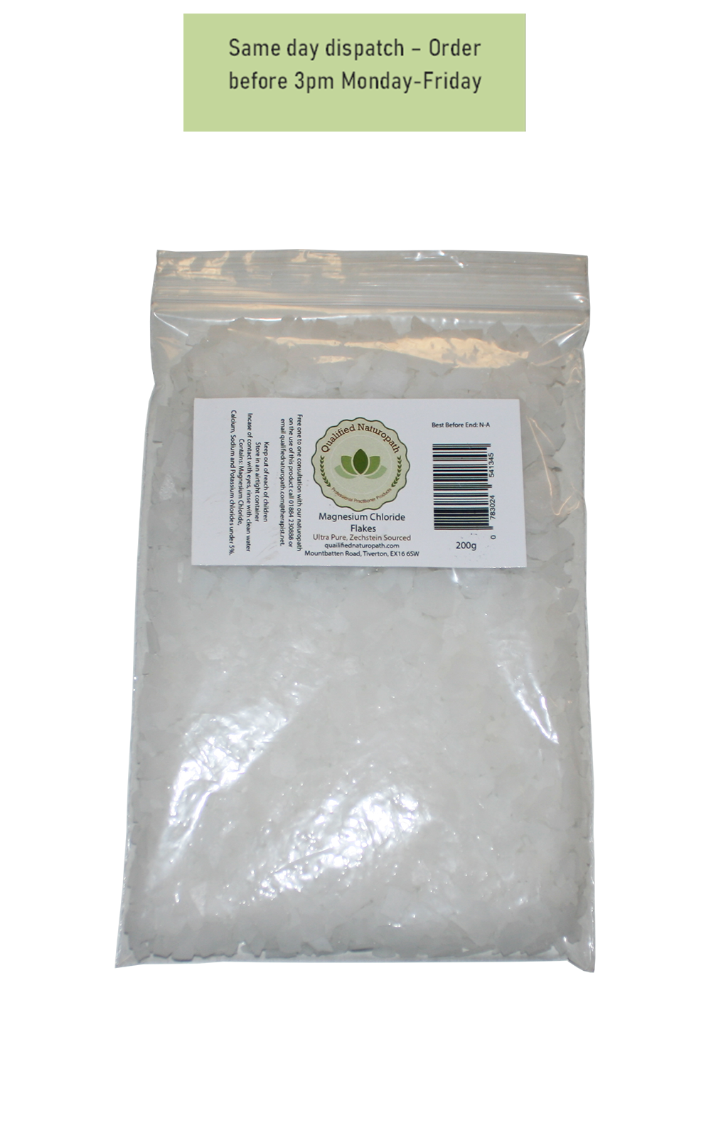 Magnesium Chloride Hexahydrate Flakes Zechstein Source - Food Grade - 200g