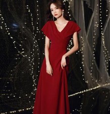 Women's Pretty V Neck Short Sleeve Flared Evening Party Dress Cocktail Prom n56