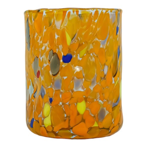Murano Glass Shot Orange Multi Millefiori Venice Italy Handmade - Picture 5 of 6