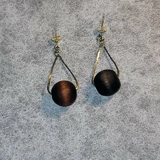 Casual Gold-Tone & Wood Beaded Drop/Danlge Earrings--Shop Our Store For More!