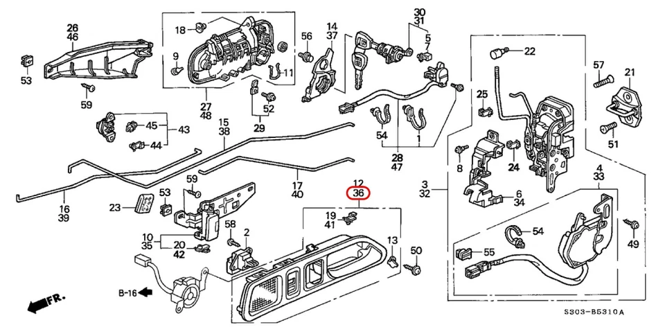 HONDA GENUINE PRELUDE DRIVER SIDE INNER DOOR HANDLE 72164-S30-A01ZA OEM - Image 3 of 4