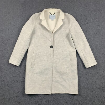 JIGSAW Jacket Womens M Grey Wool Coat Long Button Pockets UK