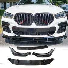 For BMW G06 X6 M-Sport 2020-24 Glossy Black Front Bumper Lip Spoiler Splitters