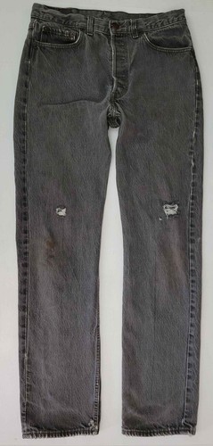 Vintage 1990er Levi’s hergestellt in den USA 501 schwarze Waschung Knopfleiste gerades Bein Jeans 32 x 33 - Bild 9 von 9