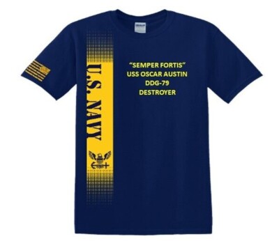 USS OSCAR AUSTIN  DDG-79*DESTROYER*VINYL&SILK SCREEN*NAVY LICENSED SHIRT