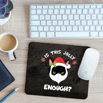 Is This Jolly Enough Katze Nikolausmütze Weihnachten Xmas Maus Matte Pad Geschenk 24cm x 19cm