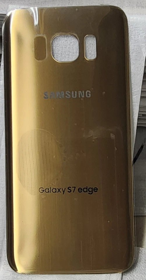 Cubierta trasera de vidrio para puerta de batería original Samsung Galaxy S7 EDGE FABRICANTE DE EQUIPOS ORIGINALES - dorada Foto 2 de 4