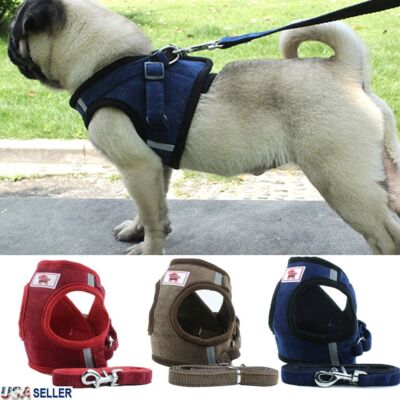 Dog Cat Puppy Harness + Lead Leash Quality Pet Mesh Vest Reflective Adjustable