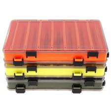 Double Sided Tackle Storage Box14 Tray Plastic Fishing Lure Bait Organizer Case