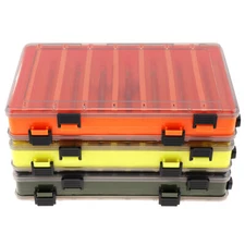 Double Sided Tackle Storage Box14 Tray Plastic Fishing Lure Bait Organizer Case