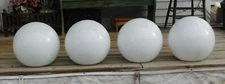 4 NEAT VINTAGE STREET LIGHT OR SCHOOL HOUSE LARGE WHITE GLASS GLOBES 14"