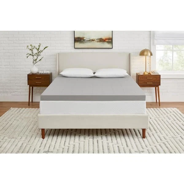StyleWell 3" King Charcoal Mattress Topper Gel-Infused Cooling Memory Foam