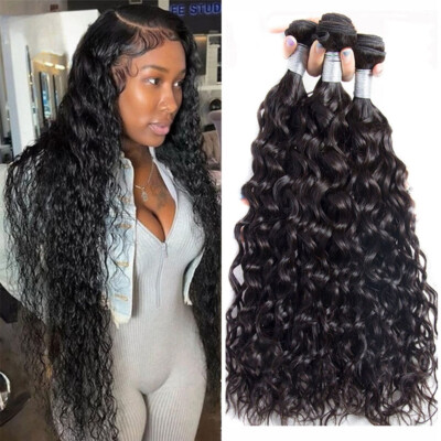 Water Wave Bundles 10A 100% Human Hair Bundles 32 30 Inch Wavy Curly  Hair