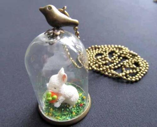 Rabbit Carrot Glass Dome Necklace Miniblings 80cm Bunny Easter Bunny Glass Dome