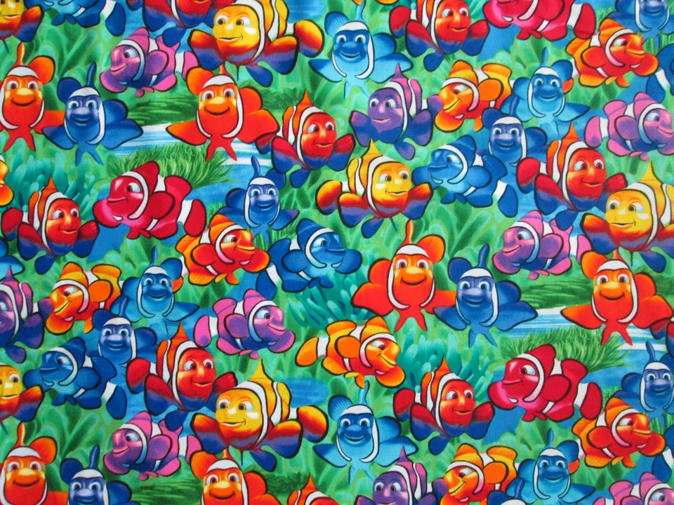 TELA DE ALGODÓN PEZ PAYASO COLORIDO NEMO DORY PEZ TROPICAL FQ Foto 3 de 4