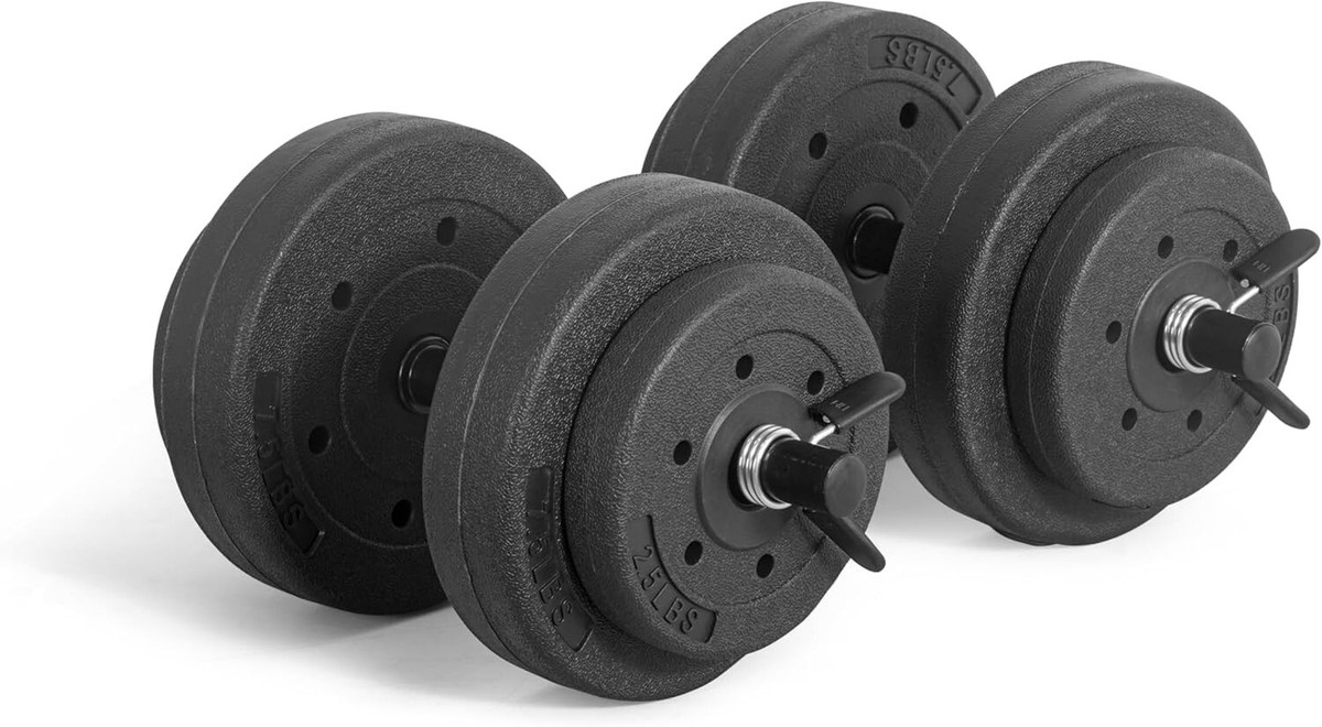 Adjustable Cement Dumbbell Set 40-Pound Vinyl Coated Hand Weight