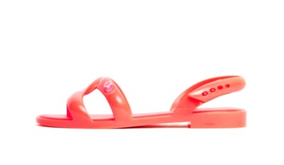 Melissa + Jeremy Scott Neon Orange Tube Flat Strappy Rubber Sandal Size 6