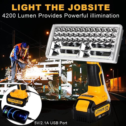 20V Light for Dewalt 20V Max Lithium-ion Battery 40W 4200LM Flashlight with USB - Picture 5 of 12
