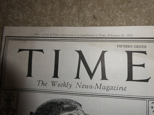 Vintage 1938 Time Magazine Reprint of First Issue - Picture 2 of 2