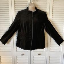 Coldwater Creek Classic Black Velvet Button Front Jacket 12