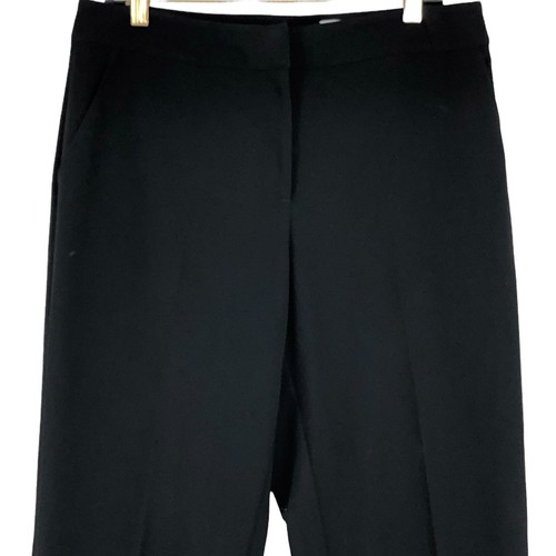 St. John Womens Size 10 Emma Career Pants Stretch Black Tapered Straight Leg - Picture 2 of 14