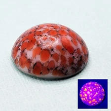 Vintage Lava Cadmium Glass Flat Back Cabochon UV Orange 18mm Uranium Glass