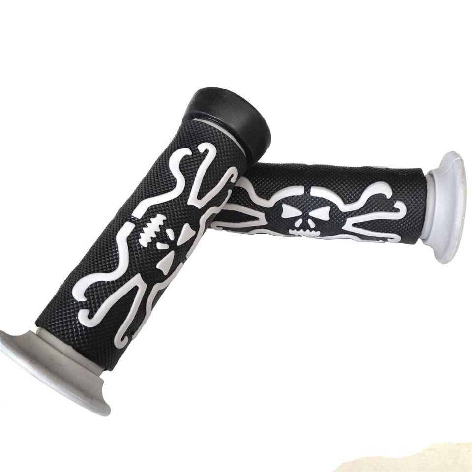 Empuñaduras de calavera totalmente nuevas de 7/8" AMBOS LADOS GRIS para Suzuki Bandit 400 91-93 600 96-01 Foto 3 de 4