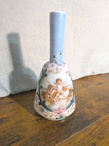 Antique Hand Painted Barber Bristol Glass Cherub Design 