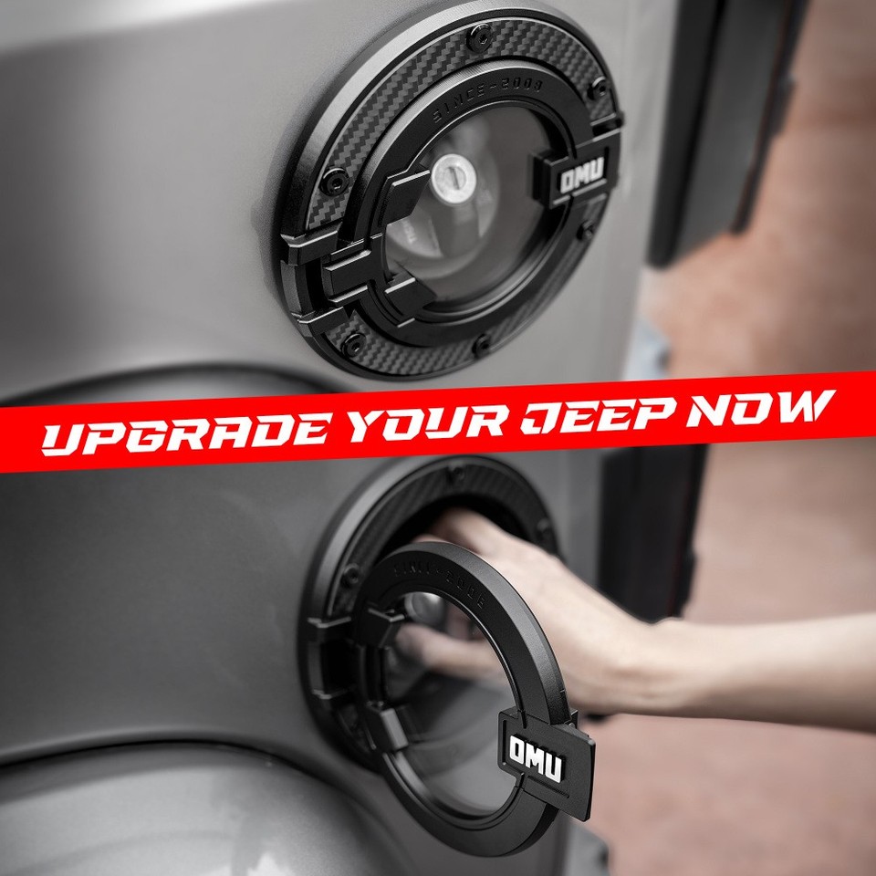 Black Aluminum Locking Fuel Filler Door Cover With Key For Jeep Wrangler JK - Direct Fit Replacement 2 thumbnail image